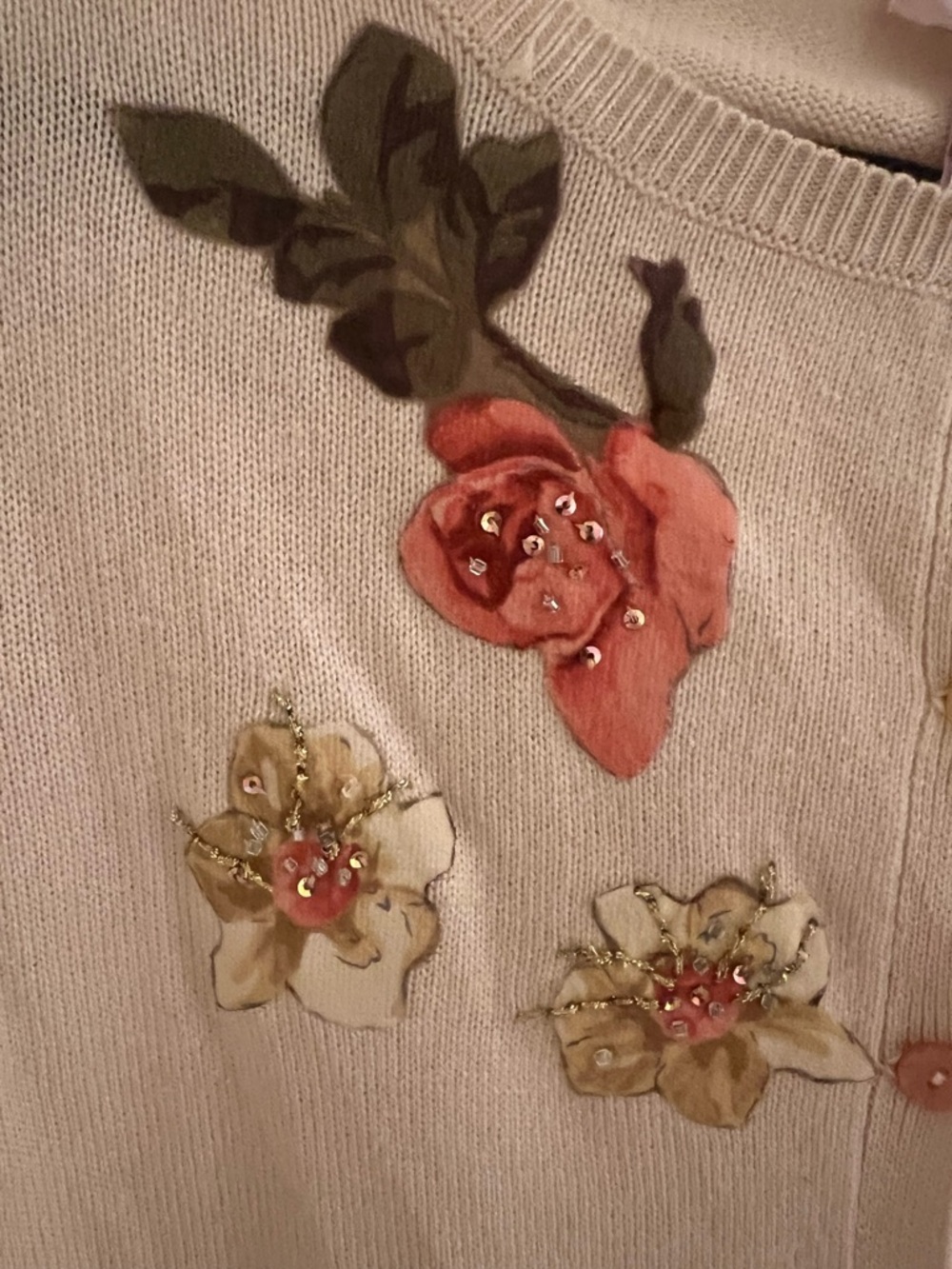 Rebecca Taylor Vintage Pink Floral Cardigan Cashmere Silk NWT [Size S] - Picture 5 of 5